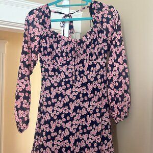 LUSH navy pink floral mini dress